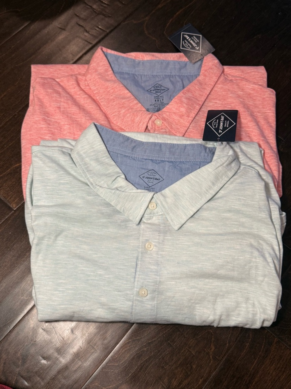 Lot of 2 St John’s Bay Big & Tall Short Sleeve Shirts Size 4XLT Classic Fit NWT